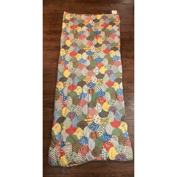 Vintage Boho 70s Patchwork Wearable Sleeping Bag Snuggie Zipper Snaps Camping